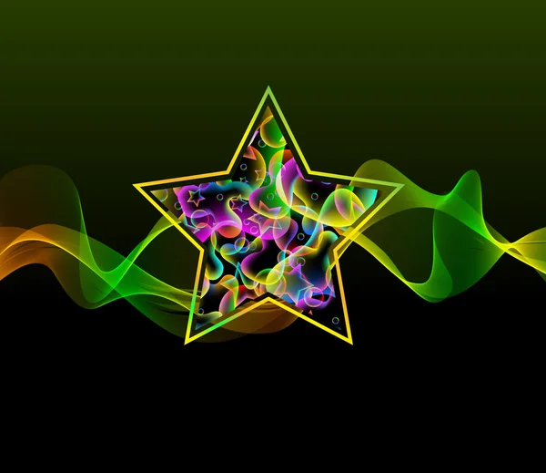 Fondo abstracto colorido con estrella y onda. Vector Illustra — Archivo Imágenes Vectoriales