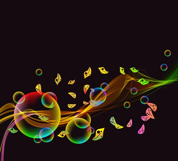 Färgglad abstrakt bakgrund med bubblor och våg — Stock vektor