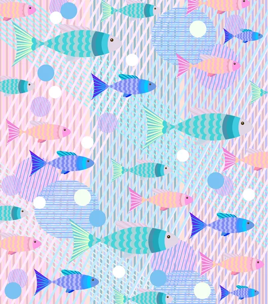 Tendre fond coloré avec des poissons — Image vectorielle