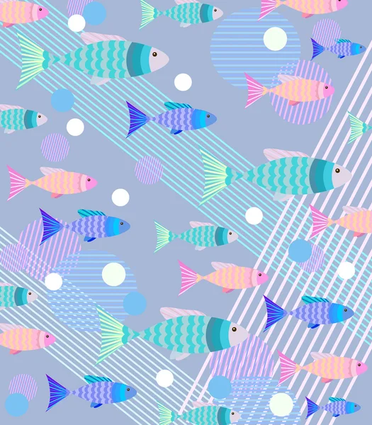 Zarte bunte Hintergrund mit Fisch — Stockvektor
