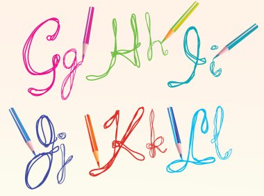 Color hand drawing letters for your design, ghijkl clipart