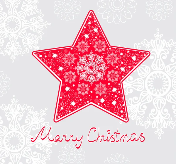 Jul stjärna illustration - vykort med en röd stjärna — Stock vektor