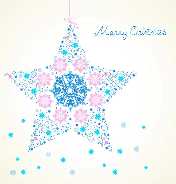 Ilustración estrella de Navidad - postal con una estrella — Vector de stock