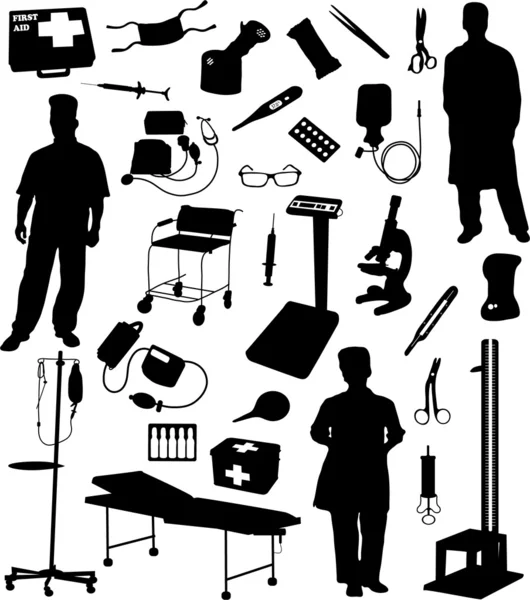 Collecte de matériel et d'instruments médicaux — Image vectorielle