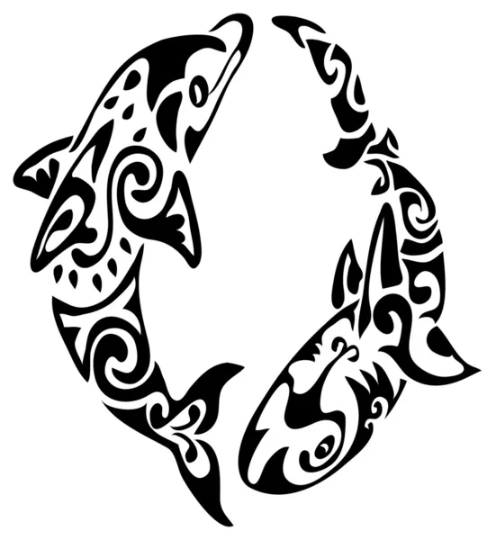 海豚的纹身 — 图库矢量图片