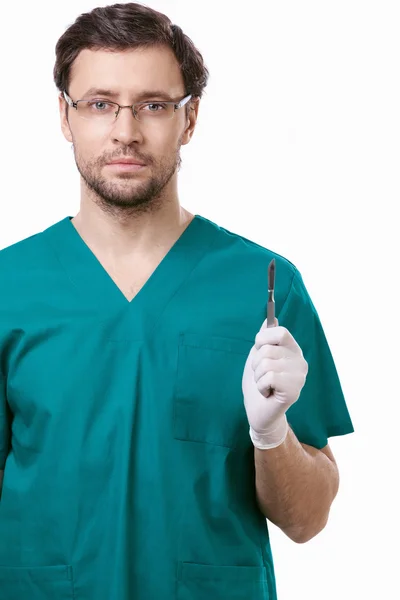 Γιατρός με ένα χειρουργικό νυστέρι — Φωτογραφία Αρχείου
