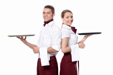 Two attractive waiters clipart