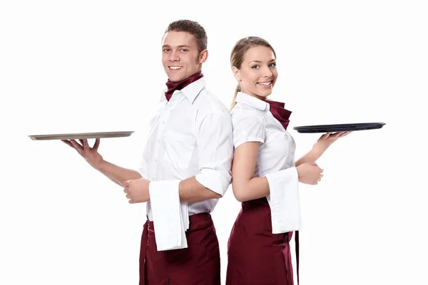 Dwie atrakcyjne kelnerki — Zdjęcie stockowe
