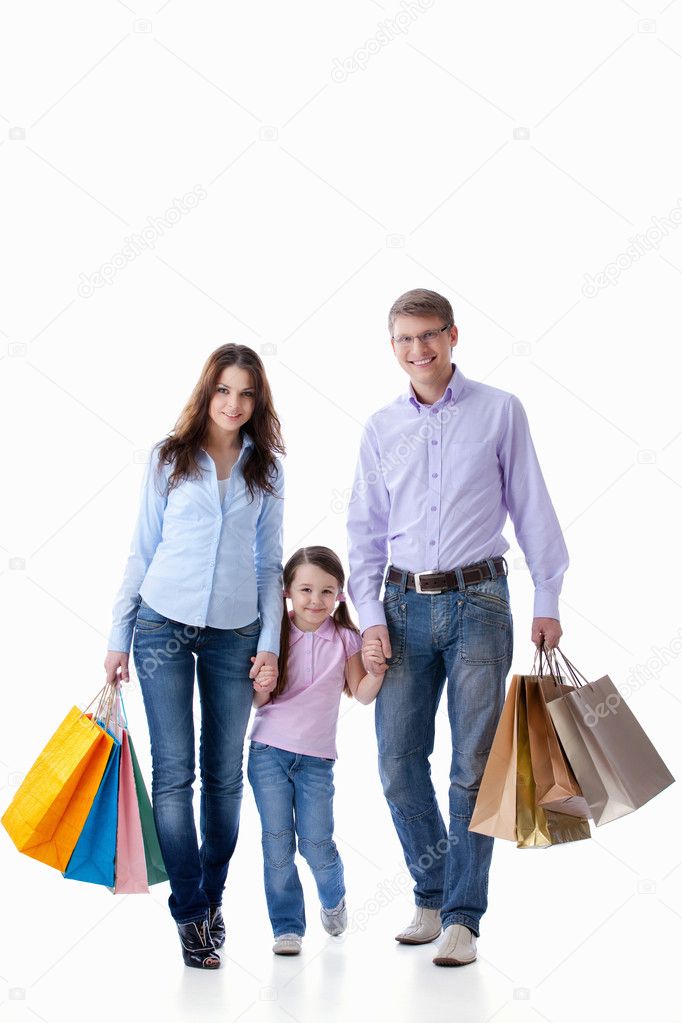 Семья с покупками на прозрачном фоне png