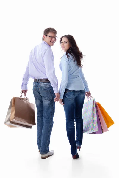 Couple with bags — Stock Photo, Image