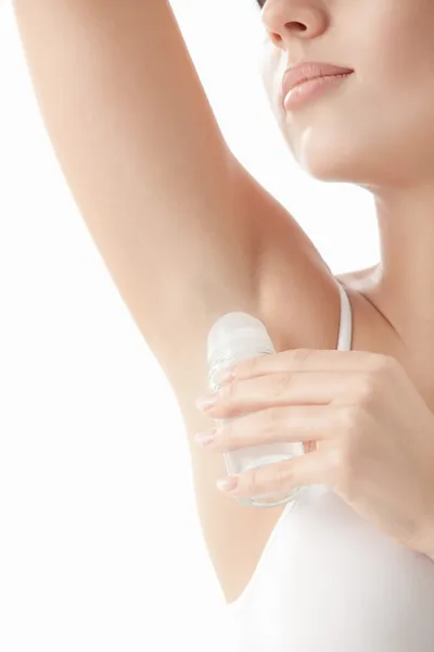 Young girl with deodorant — Stock Photo, Image