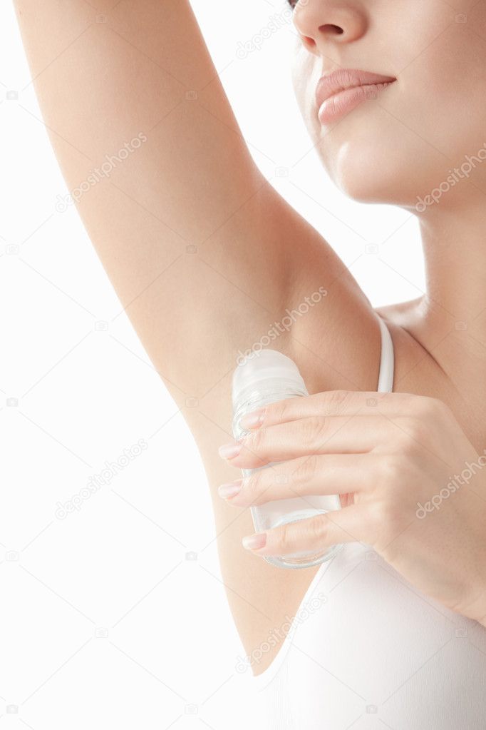 Young girl with deodorant