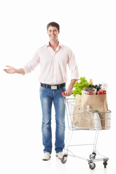 Muž s nákupy — Stock fotografie