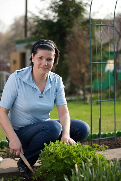Woman working in the garden — Stock Photo, Image