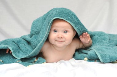 Smiling Baby after Bath clipart