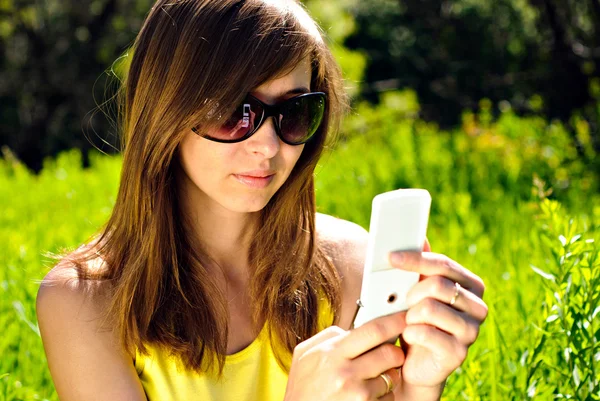 stock image Woman with cellular