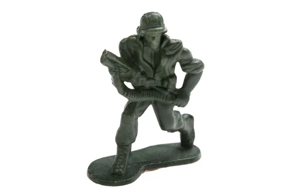 Plastic toy soldiers on white macro — Stock Photo, Image