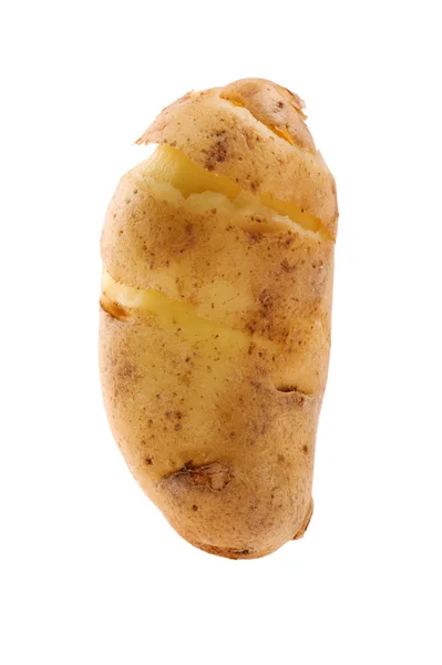 Batatas descascadas em branco — Fotografia de Stock