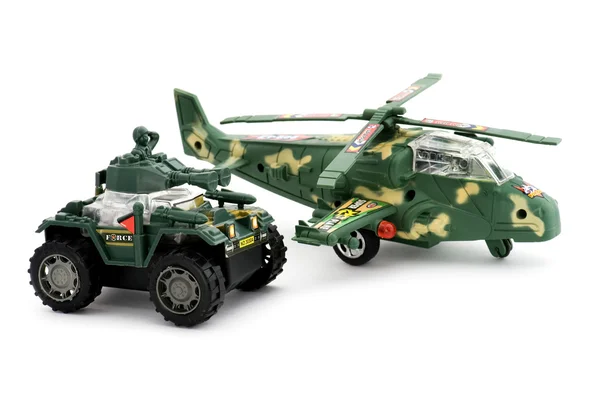 Militaire helikopter en jeep — Stockfoto