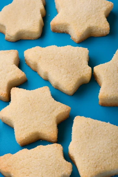 Biscuits on blue close up — Stock Photo, Image