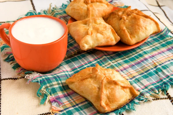Home made patty and milk close up — Stock Photo, Image