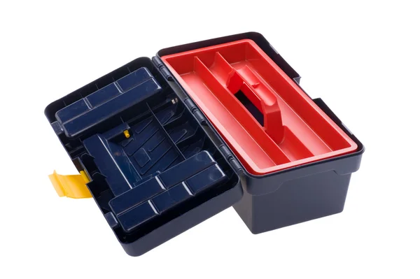 Plastic tool box on white — Stock Photo, Image
