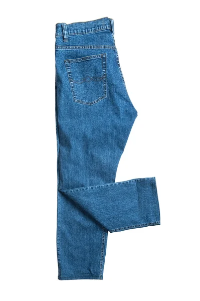 Calça jeans azul close-up em branco — Fotografia de Stock