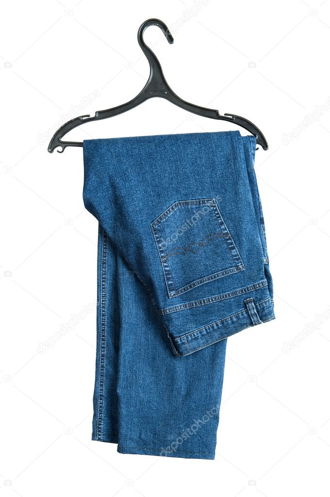 Hanger with jeans on white
