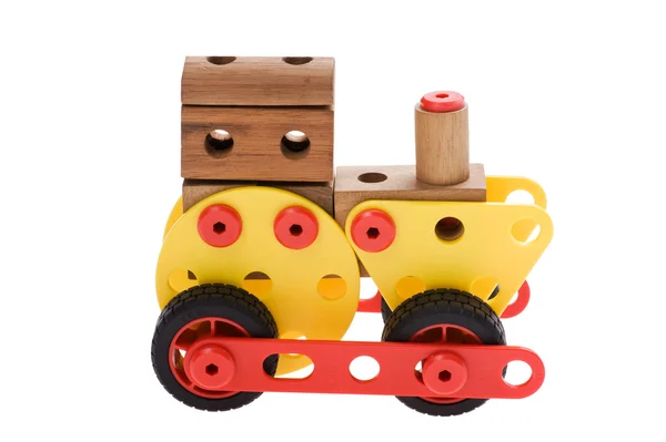 Locomotiva giocattolo su bianco — Foto Stock
