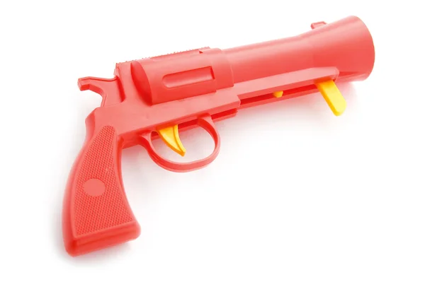 Speelgoed pistool op wit — Stockfoto