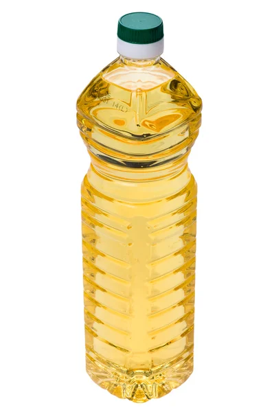 Bottiglia di olio su bianco — Foto Stock