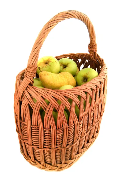 Natural apple in basket — Stock Photo, Image