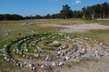 Stone labyrinth for meditation clipart