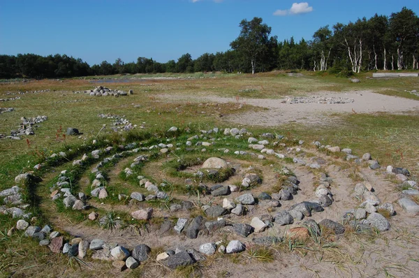 Stone labyrinth for meditation — Stock Photo, Image