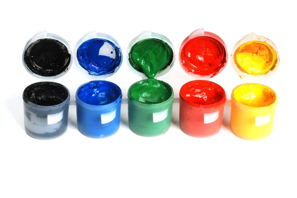 Recipientes de plástico com tinta — Fotografia de Stock