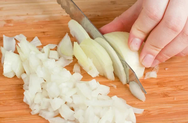 Hands, Cutting Onions — Stock Photo, Image