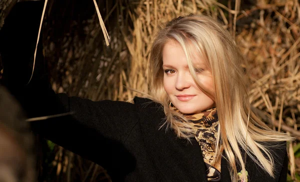 stock image Autumn portrait of blonde girl