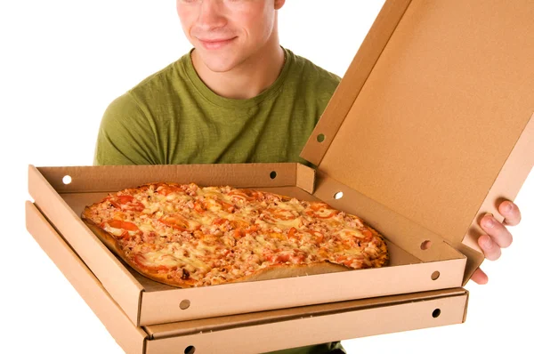 Pizza chlapec — Stock fotografie