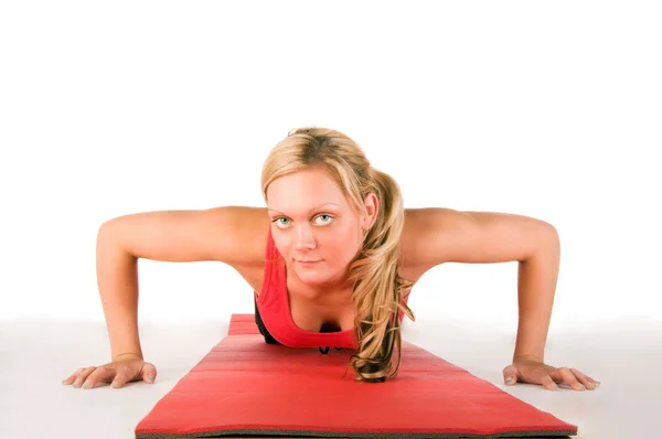 Hermosas mujeres rubias haciendo ejercicio —  Fotos de Stock