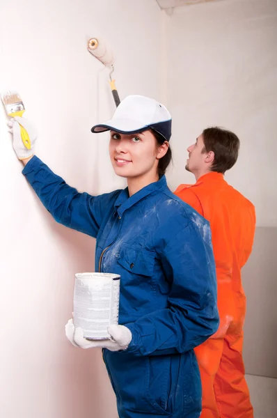 Pracowników budowlanych w pracy — Zdjęcie stockowe