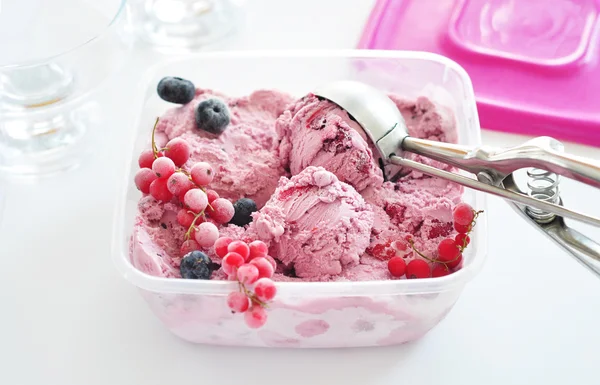 Ice cream with frozen berry — Stock Photo, Image