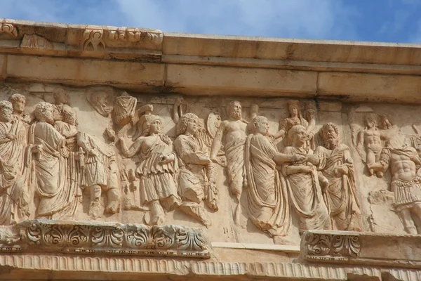 Detalhe do arco em Leptis Magna Líbia Imagem De Stock