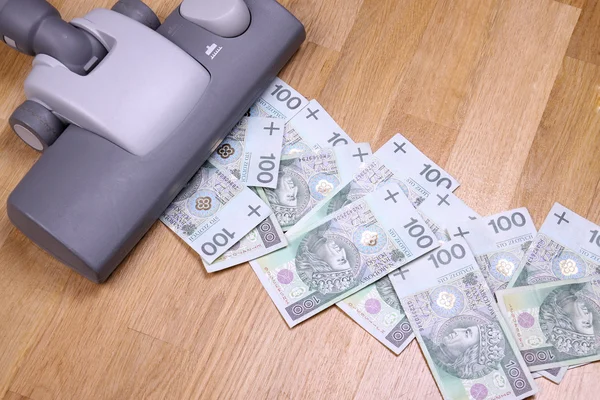 Vacuuming money — Stock Photo, Image