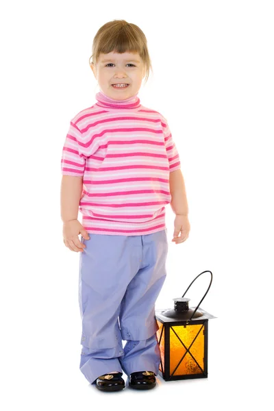 Bambina con lanterna — Foto Stock