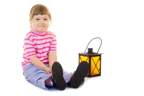 Bambina con lanterna — Foto Stock