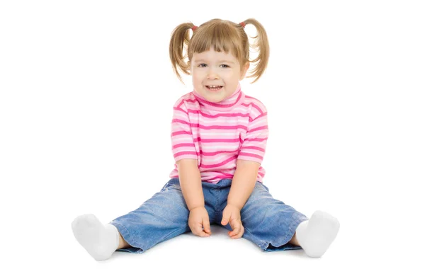 Sitting funny little girl — Stock Photo, Image