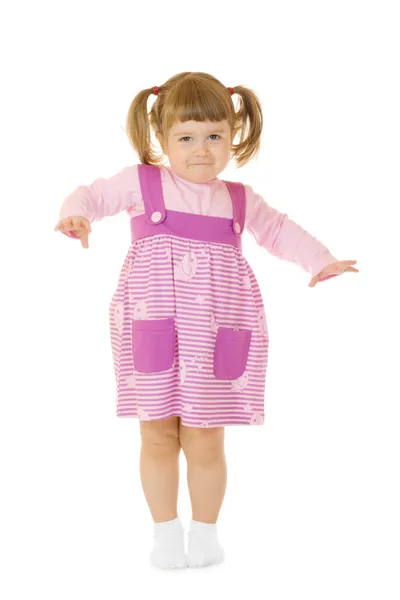 Little funny standing girl — Stock Photo, Image