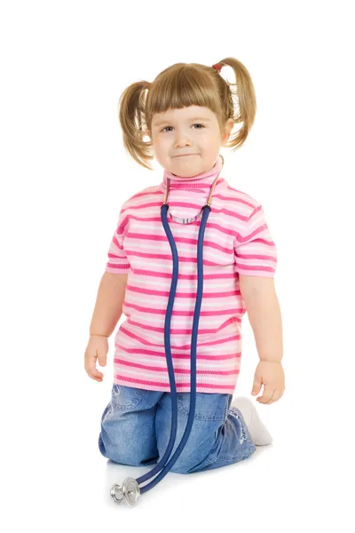 Bambina con stetoscopio — Foto Stock