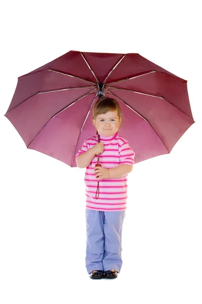 Lite rolig tjej med paraply — Stockfoto