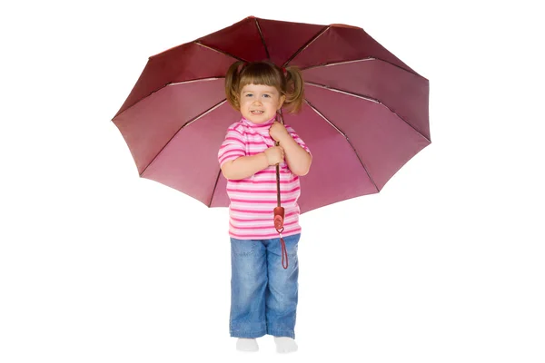 Αστεία κοριτσάκι με ομπρέλα — Φωτογραφία Αρχείου
